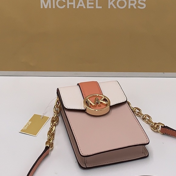 MICHAEL KORS Carmen Small Color-Block  Phone Crossbody Bag POWDER BLUSH MULTI - Picture 8 of 16